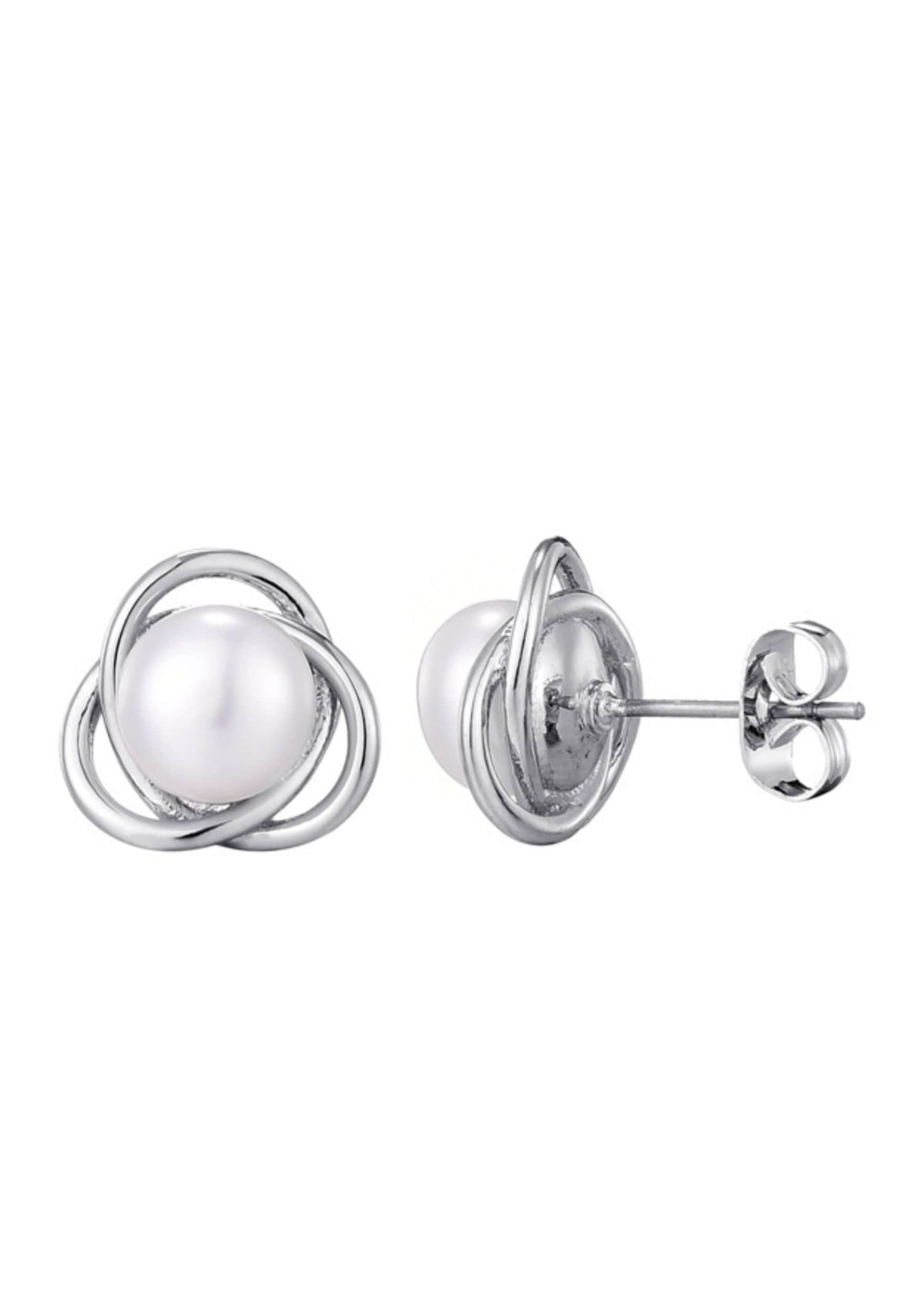 Silver Plated Freshwater Pearl Stud Earrings
