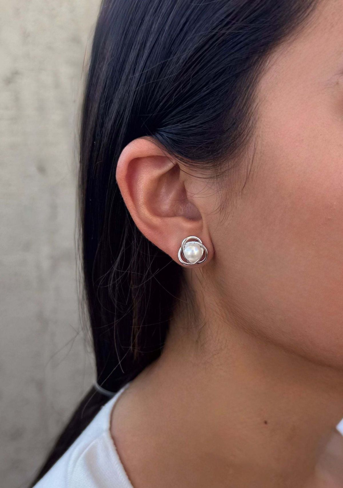 Silver Plated Freshwater Pearl Stud Earrings