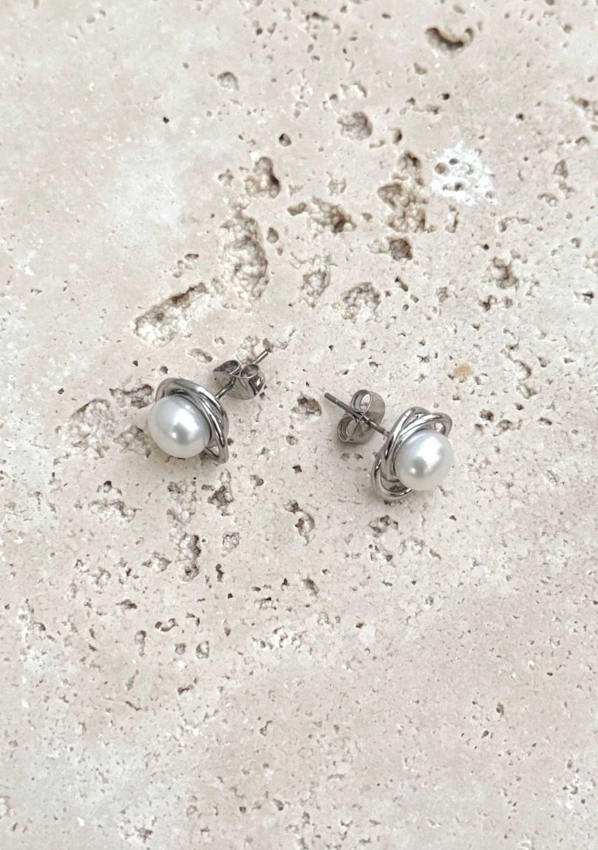 Silver Plated Freshwater Pearl Stud Earrings