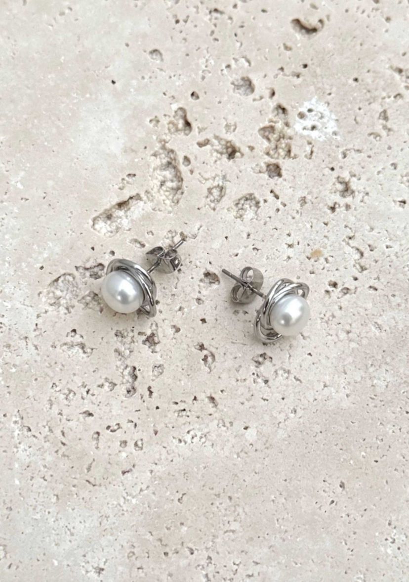 Silver Plated Freshwater Pearl Stud Earrings