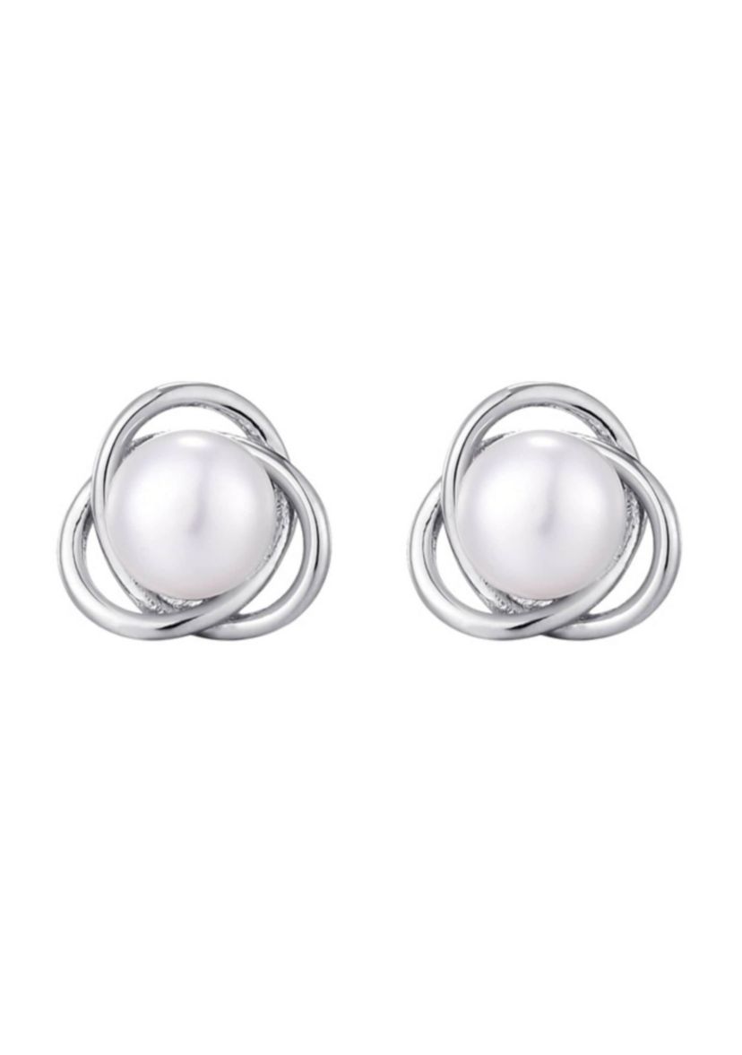 Silver Plated Freshwater Pearl Stud Earrings