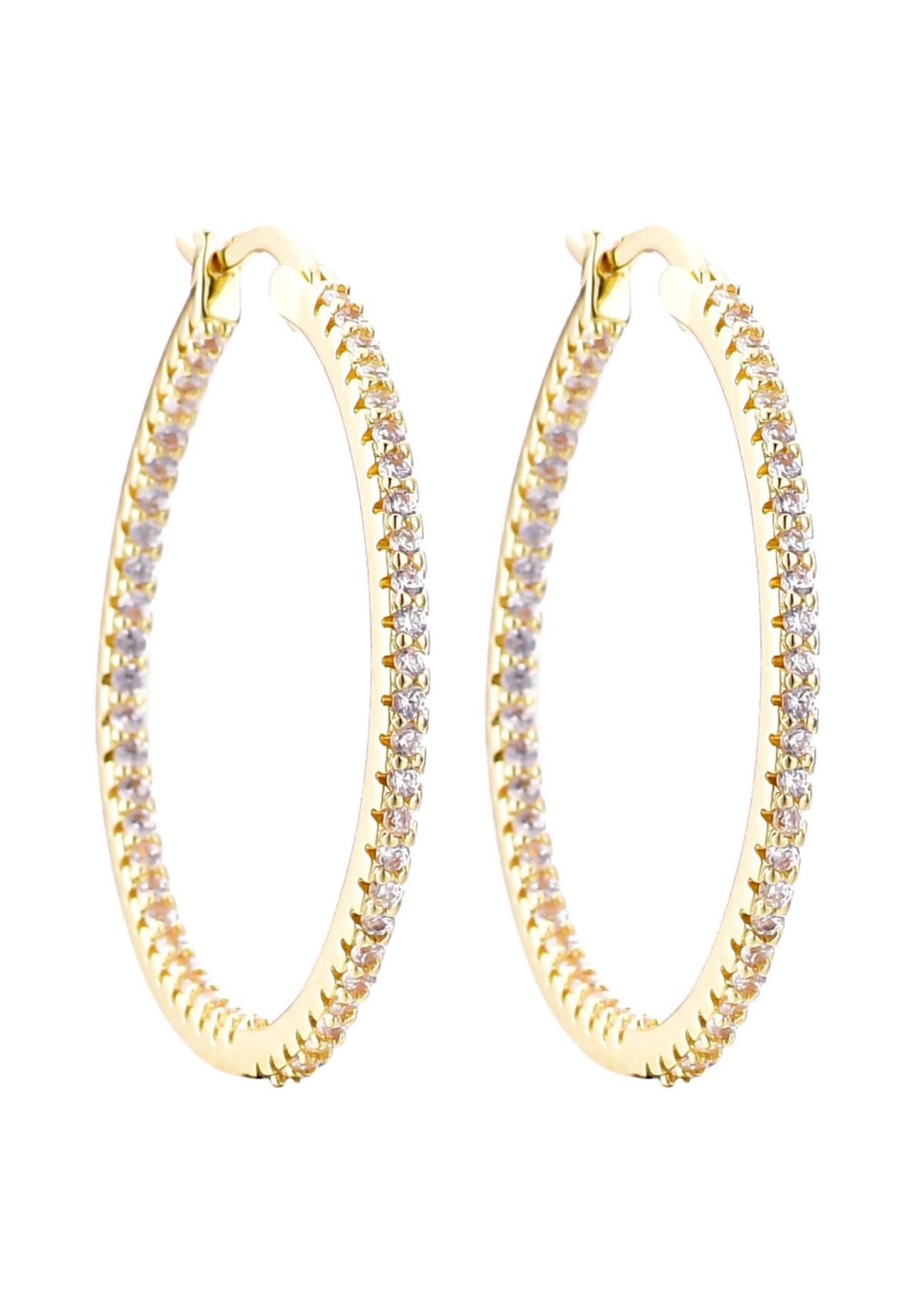 14k Gold Plated CZ Infinity Hoop Earrings