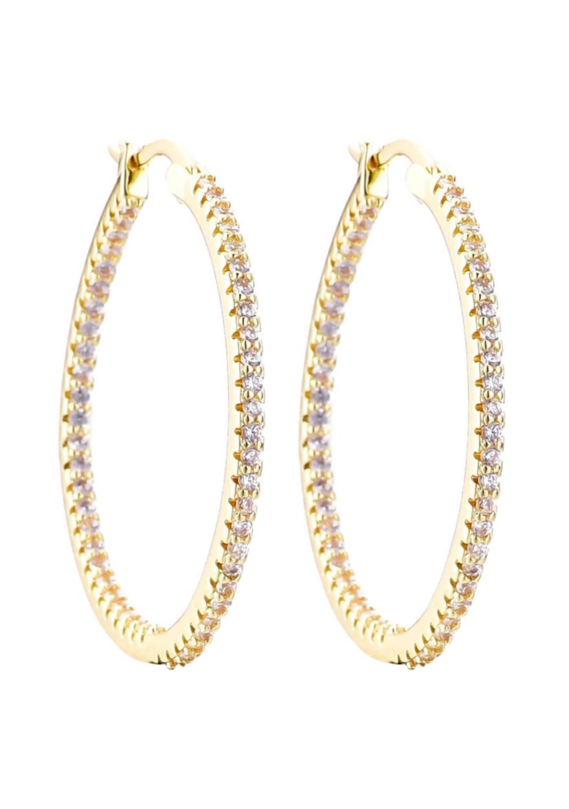 14k Gold Plated CZ Infinity Hoop Earrings