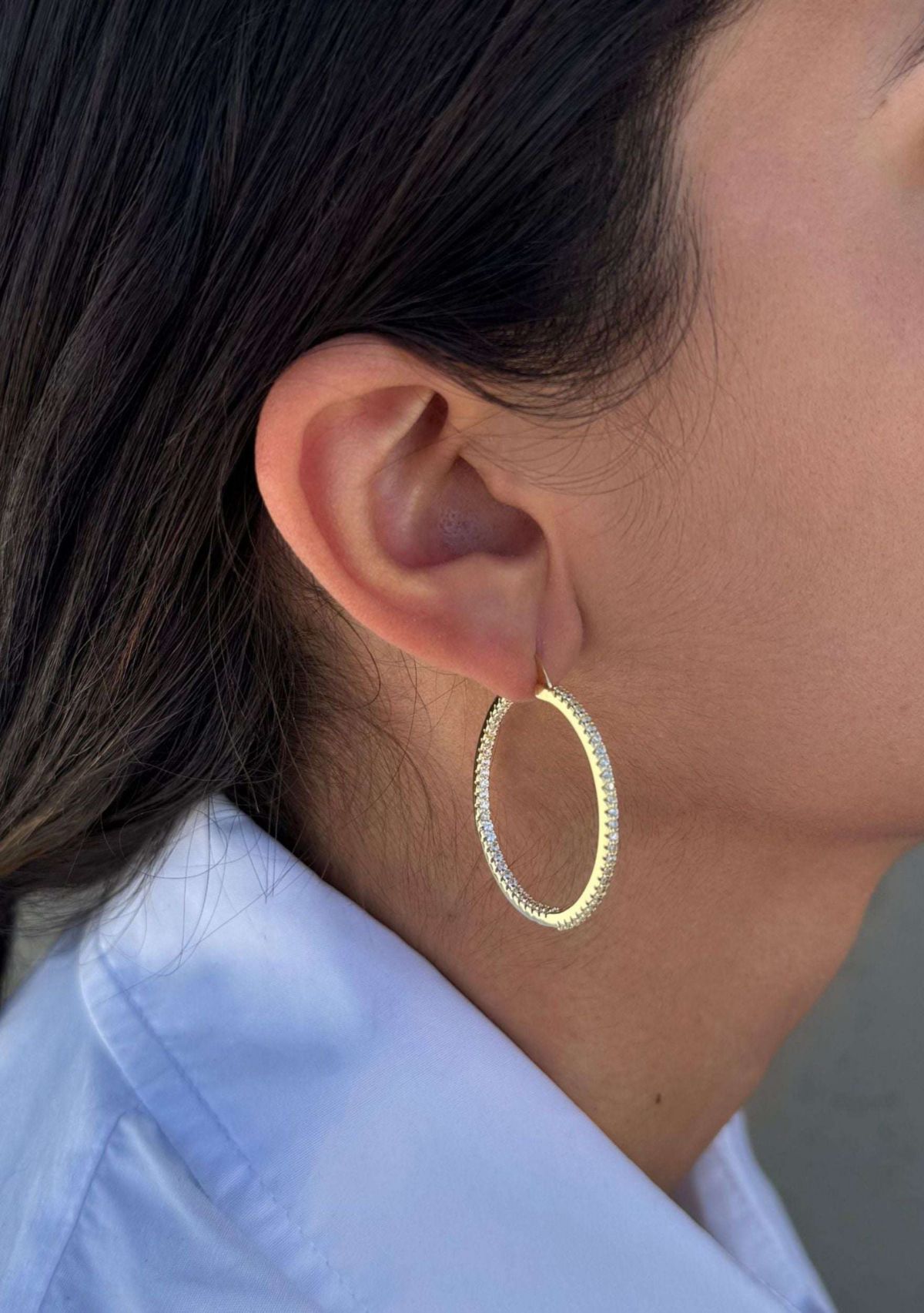 14k Gold Plated CZ Infinity Hoop Earrings