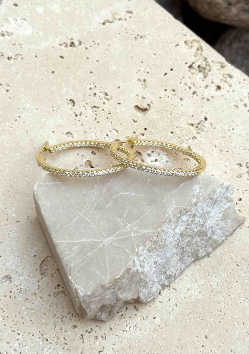 14k Gold Plated CZ Infinity Hoop Earrings