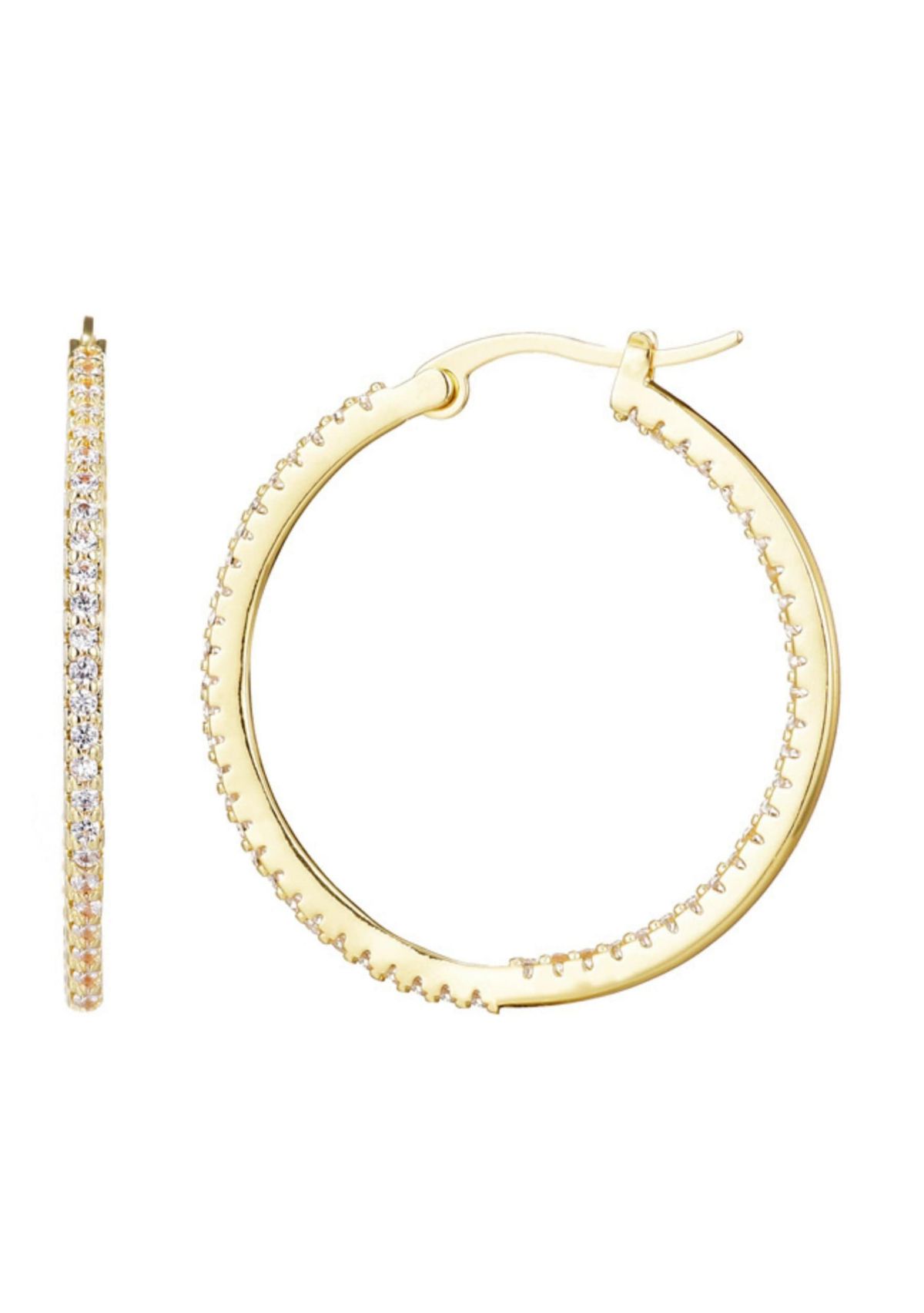 14k Gold Plated CZ Infinity Hoop Earrings