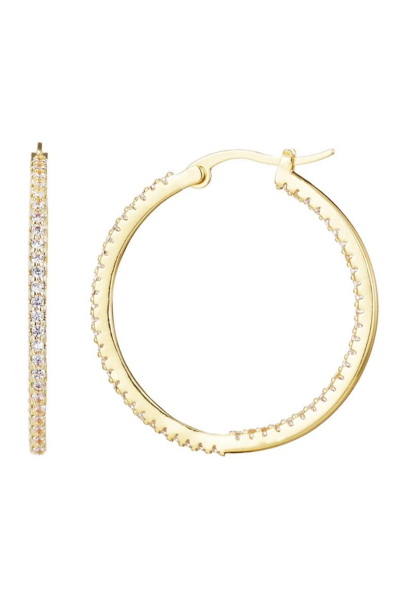 14k Gold Plated CZ Infinity Hoop Earrings