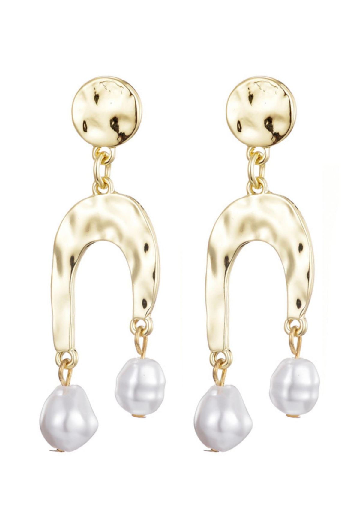 Gold Plated Faux Pearl Statement Earrings