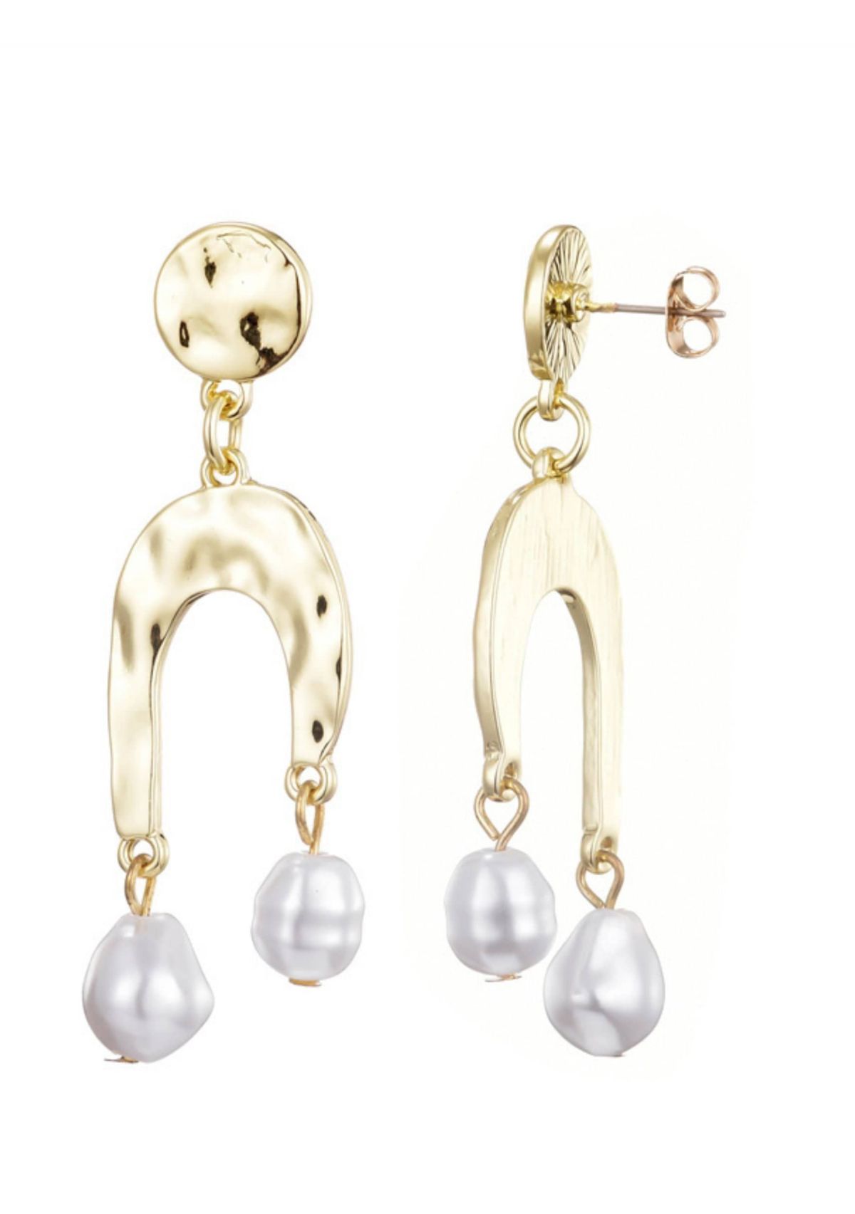 Gold Plated Faux Pearl Statement Earrings
