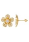 14k Gold Plated CZ Flower Stud Earrings