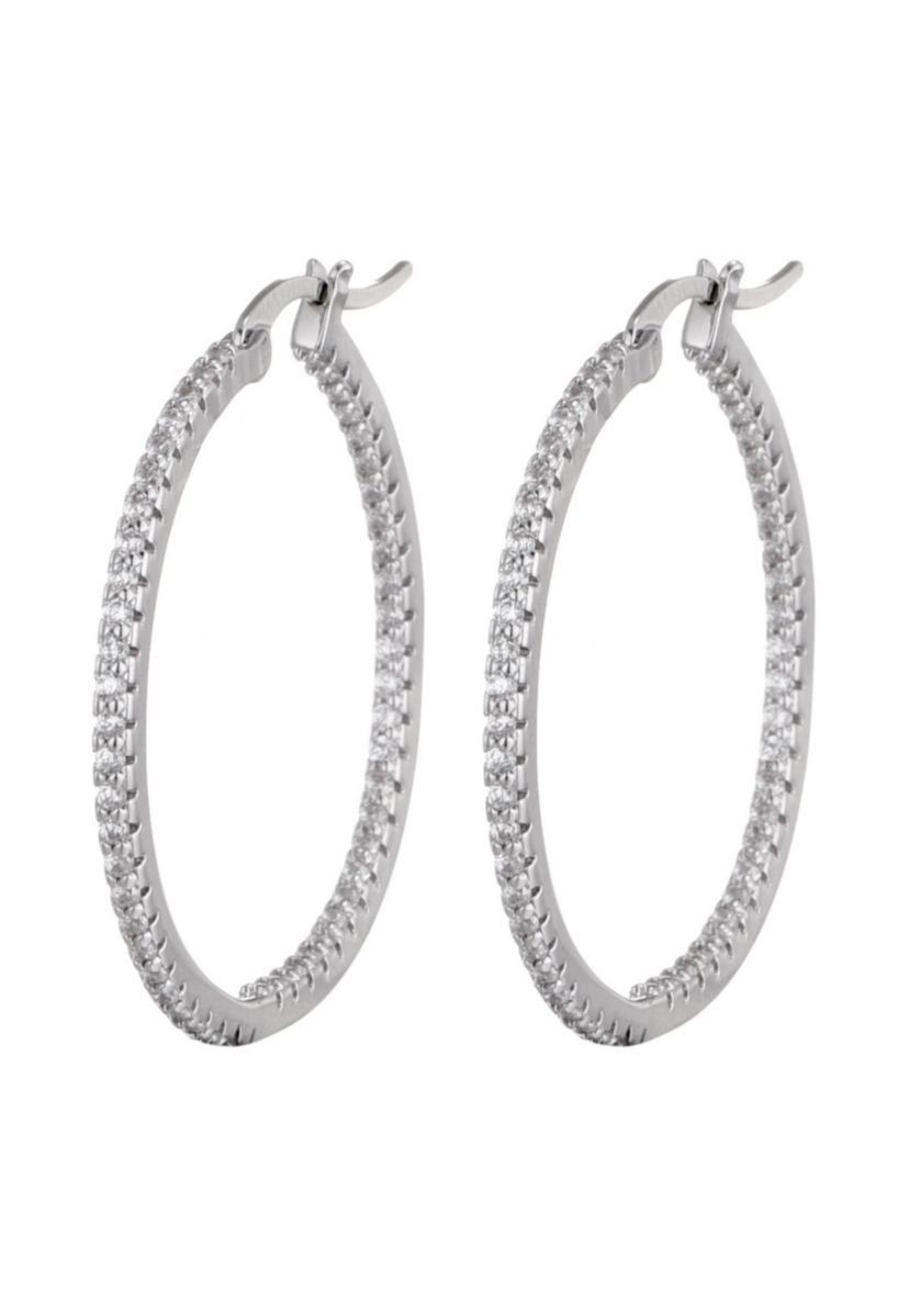 Silver Plated CZ Infinity Hoop Earrings