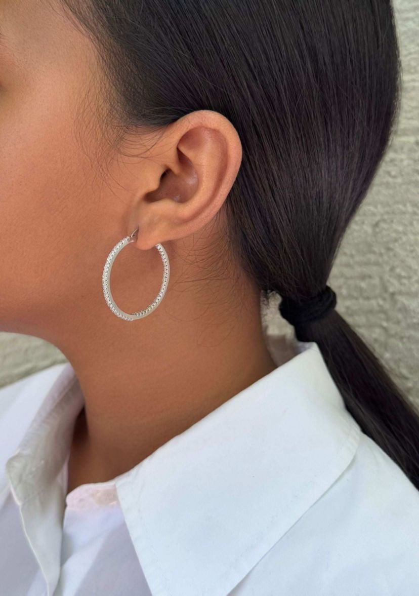 Silver Plated CZ Infinity Hoop Earrings