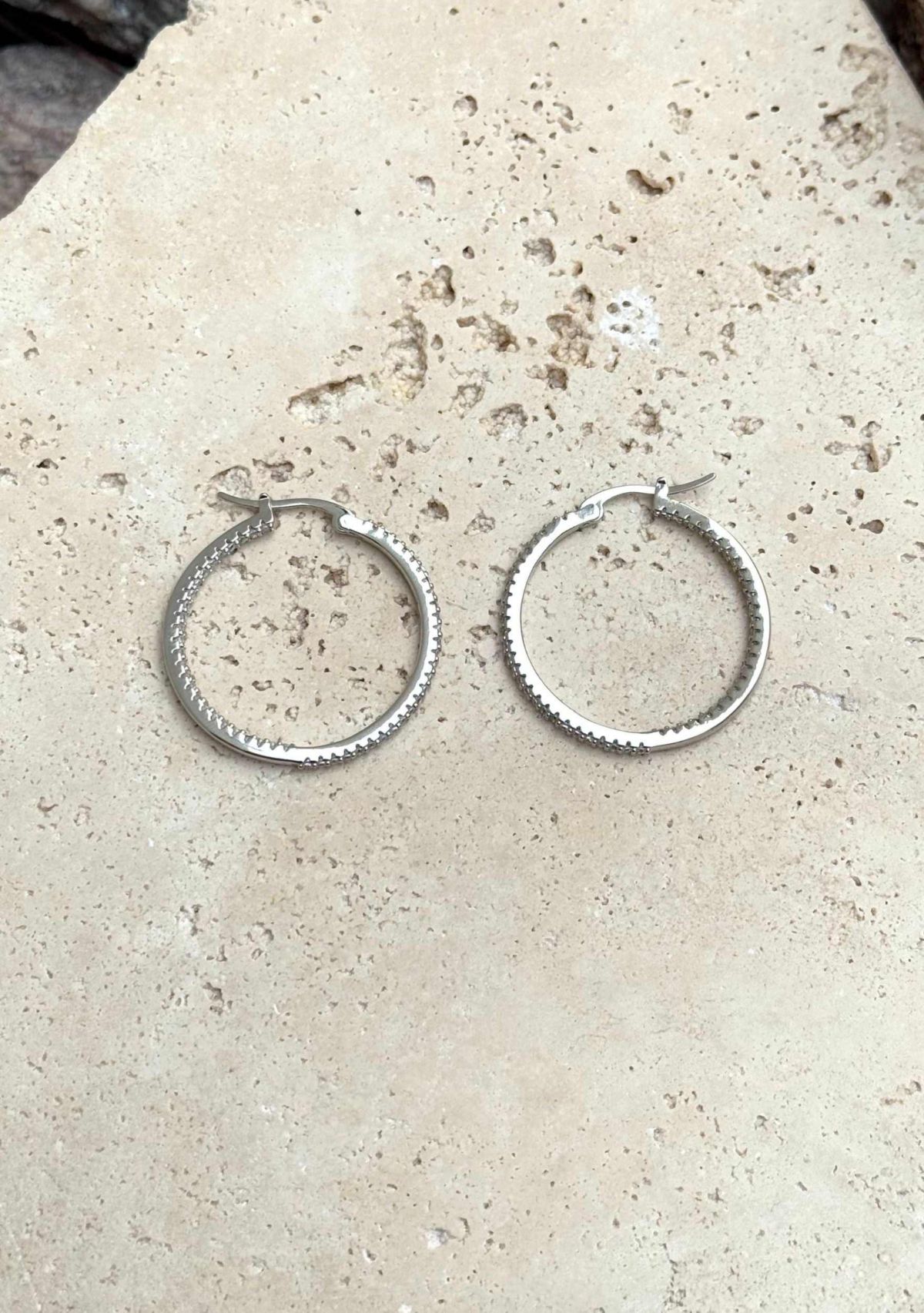 Silver Plated CZ Infinity Hoop Earrings