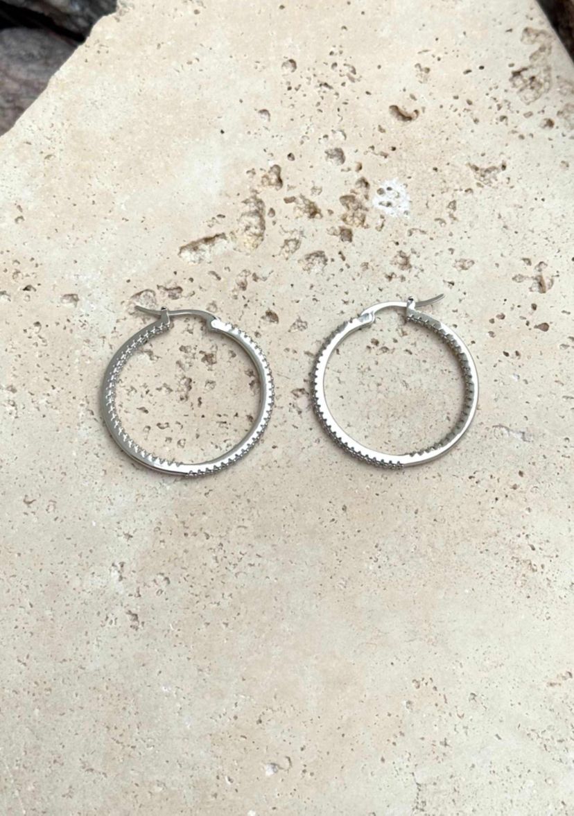 Silver Plated CZ Infinity Hoop Earrings
