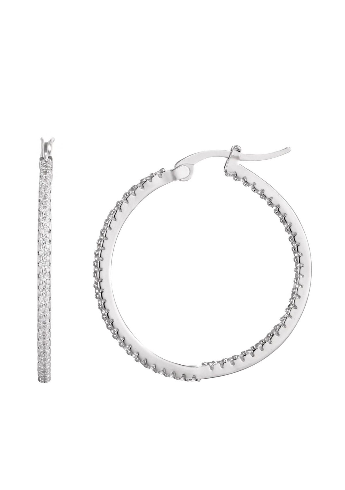 Silver Plated CZ Infinity Hoop Earrings