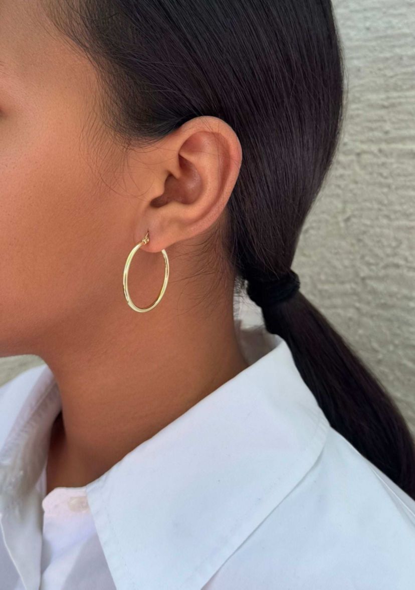 14k Gold Plated Infinity CZ and Plain Hoop Earring Set