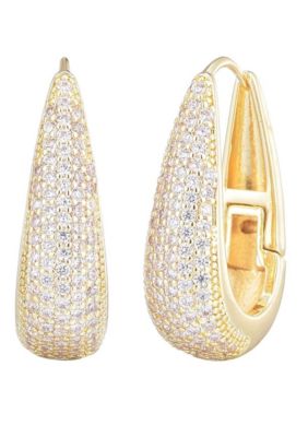 Adornia 14k Gold Plated CZ Secure Hinge Hoop
