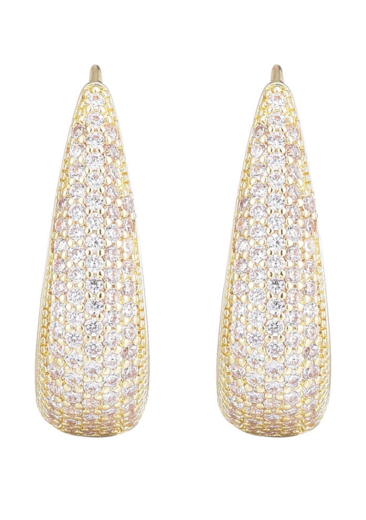 14k Gold Plated CZ Secure Hinge Hoop