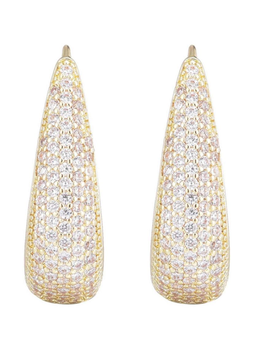 14k Gold Plated CZ Secure Hinge Hoop