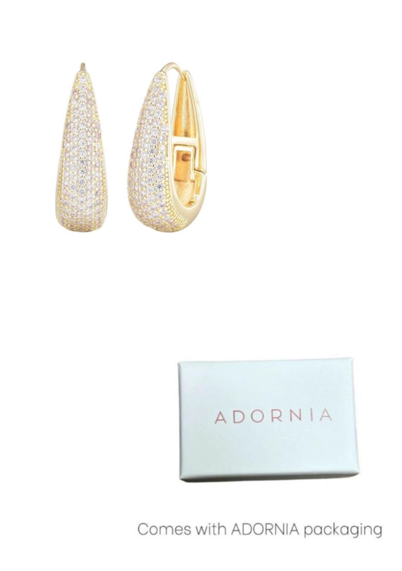 14k Gold Plated CZ Secure Hinge Hoop