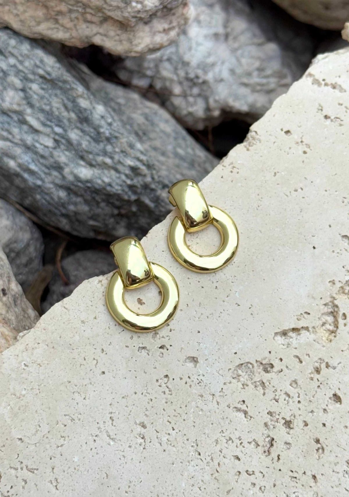 14k Gold Plated Door Knocker Earrings