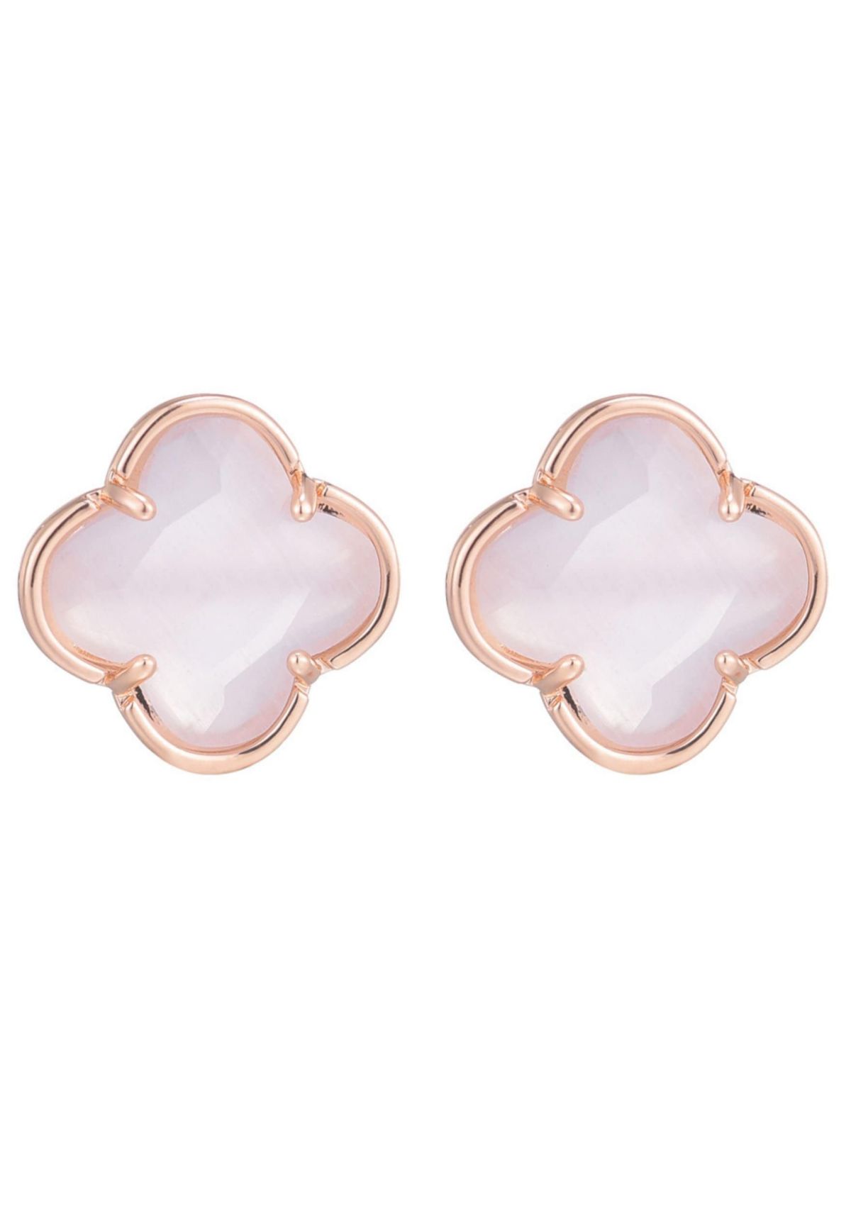 14k Rose Gold Plated Clover Stone Stud Earrings