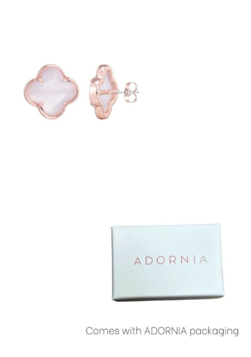 14k Rose Gold Plated Clover Stone Stud Earrings