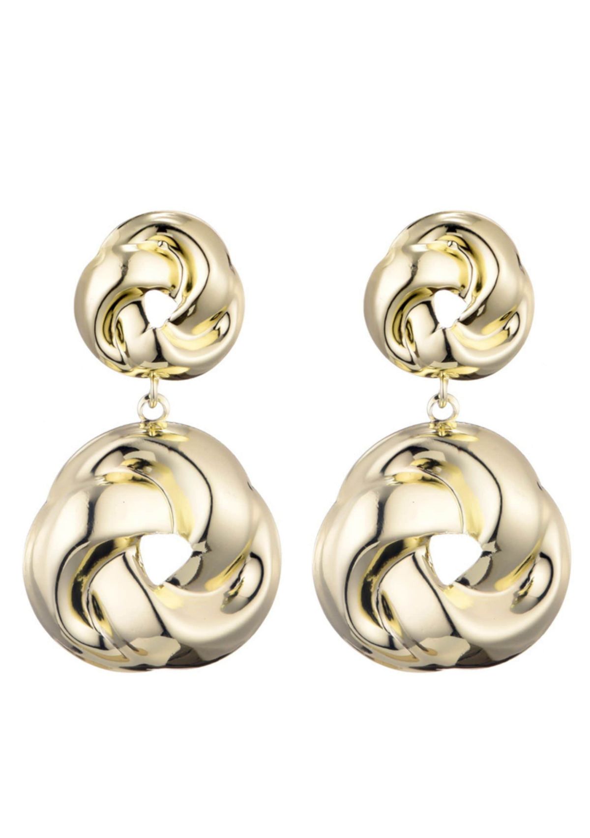Gold Plated Double Knot Drop Earrings