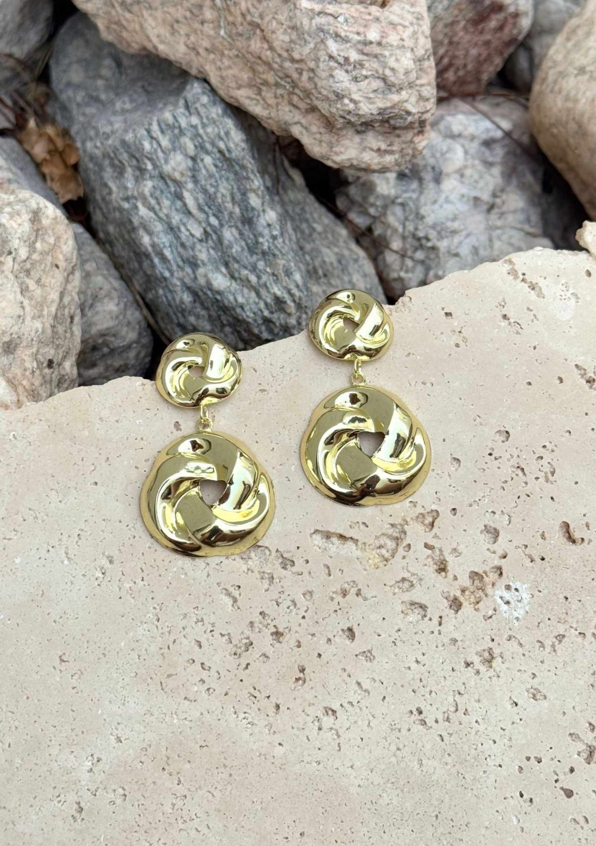 Gold Plated Double Knot Drop Earrings