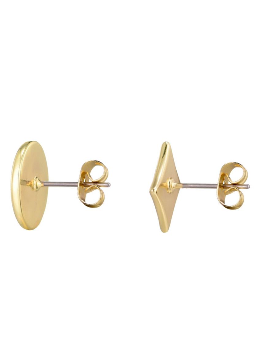 14k Gold Plated Mismatched CZ Clover Stud Earring Pair