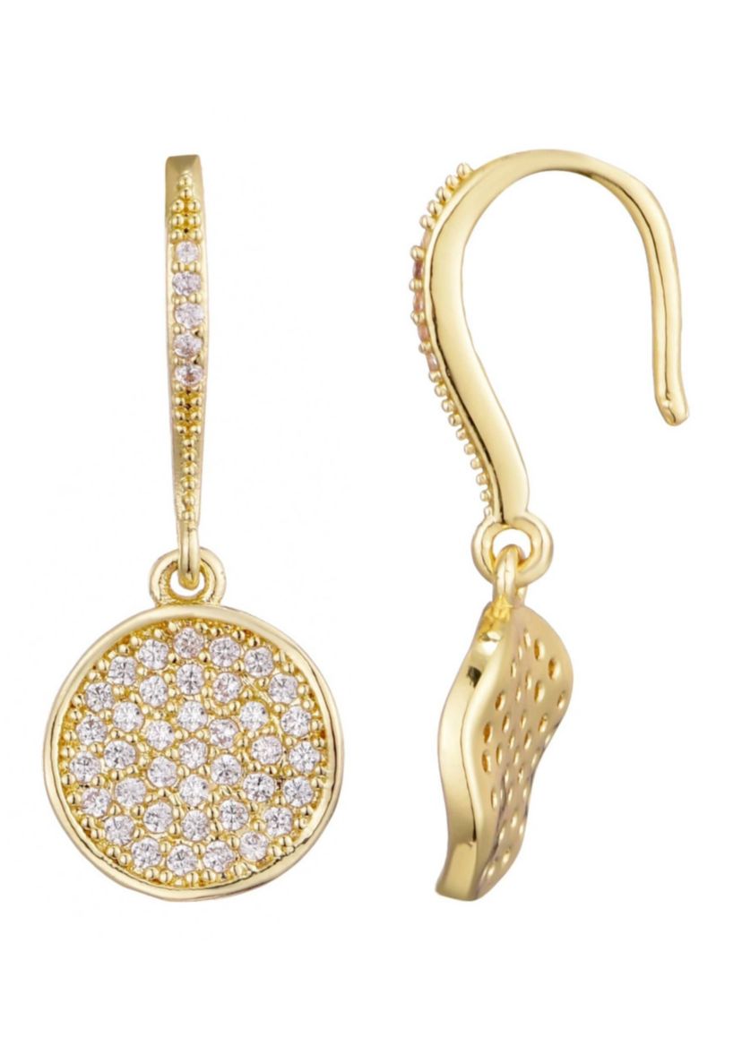 14k Gold Plated CZ Wavy Pebble Earrings