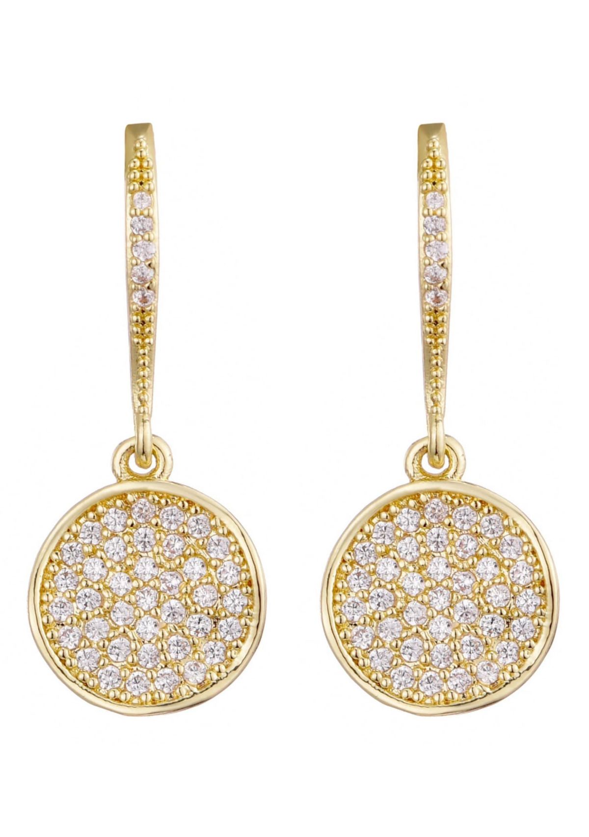 14k Gold Plated CZ Wavy Pebble Earrings