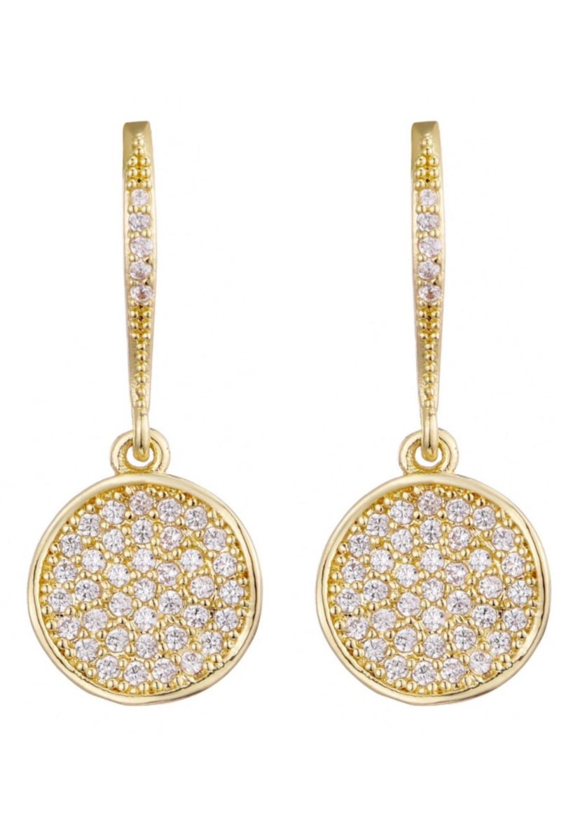 14k Gold Plated CZ Wavy Pebble Earrings