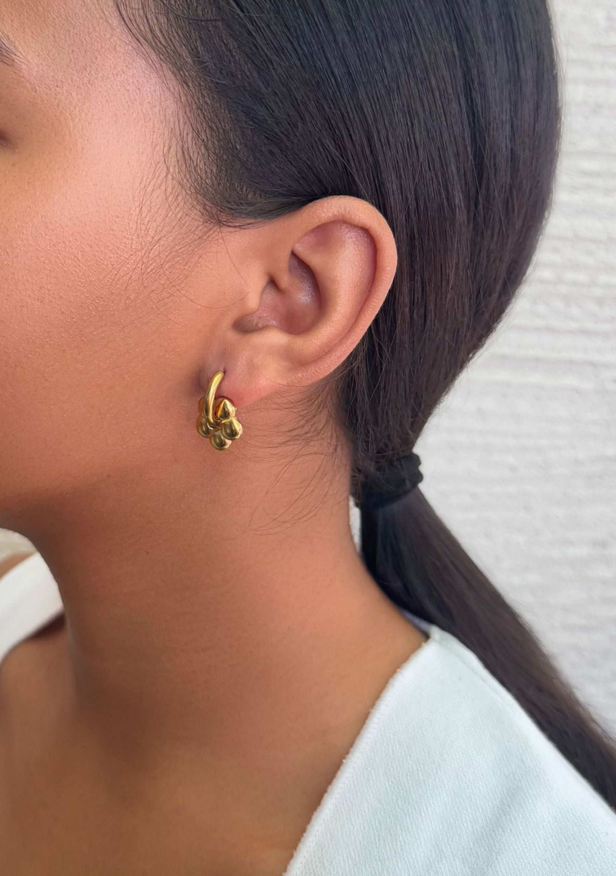 Tarnish Resistant 18k Gold Plated Flower Huggie Hoop Earrings