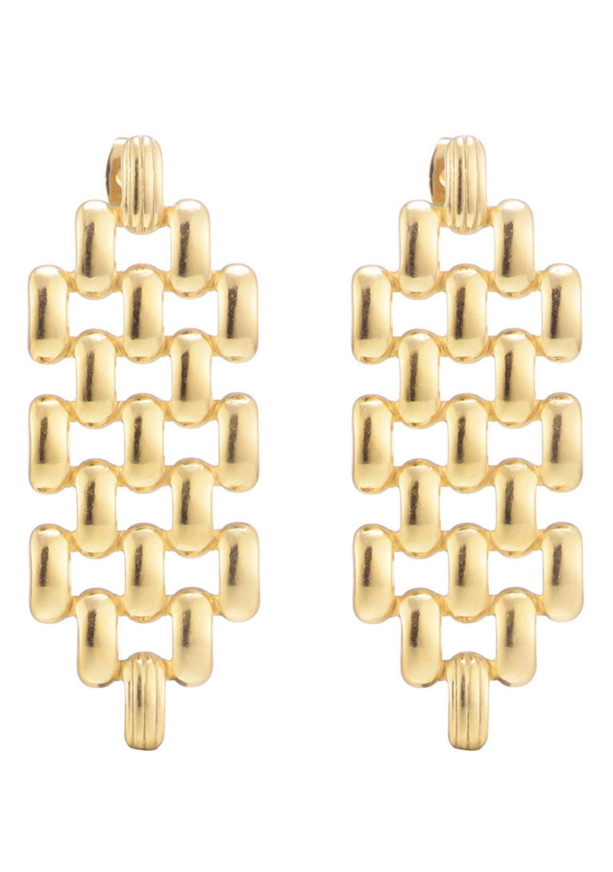 Tarnish Resistant 18k Gold Plated Grid Drop Earrings