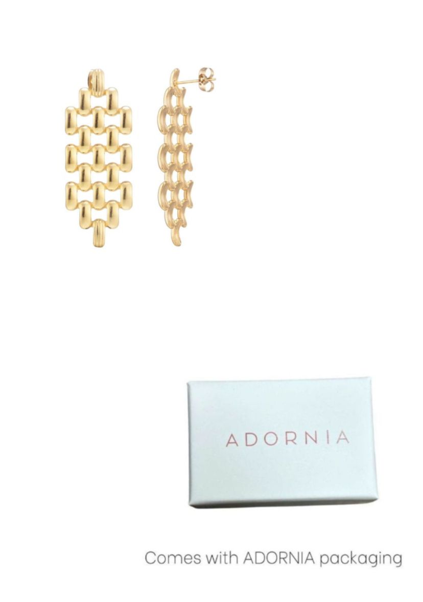 Tarnish Resistant 18k Gold Plated Grid Drop Earrings