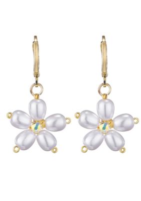 Adornia 14k Gold Plated Pearl Flower Huggie Earrings