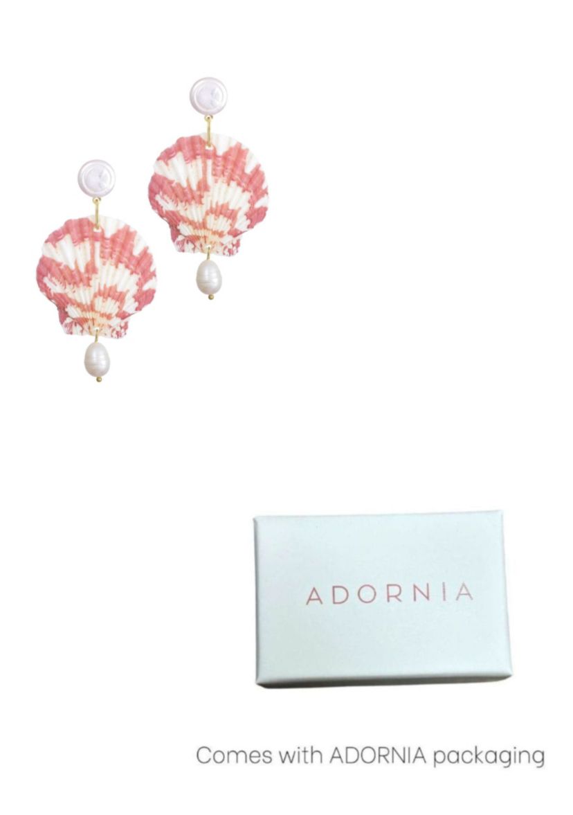 Pink Shell and Shell Pearl 3-Drop Earrings