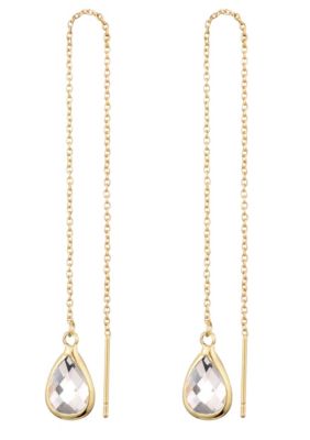 Adornia 14k Gold Plated Clear Crystal Threader Earrings