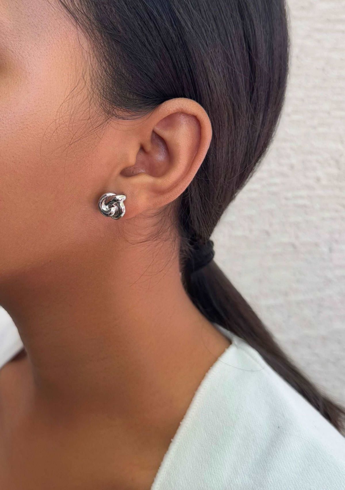 Silver Plated Chubby Knot Studs