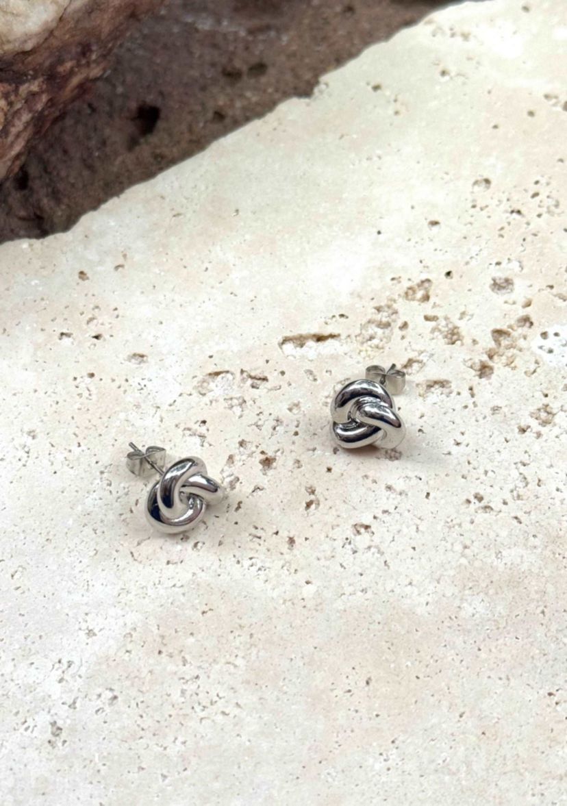 Silver Plated Chubby Knot Studs