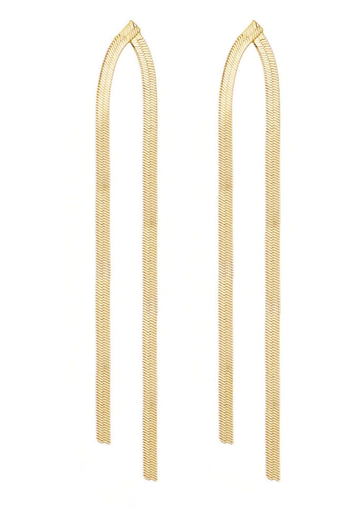 14k Gold Plated Herringbone Drop Earrings