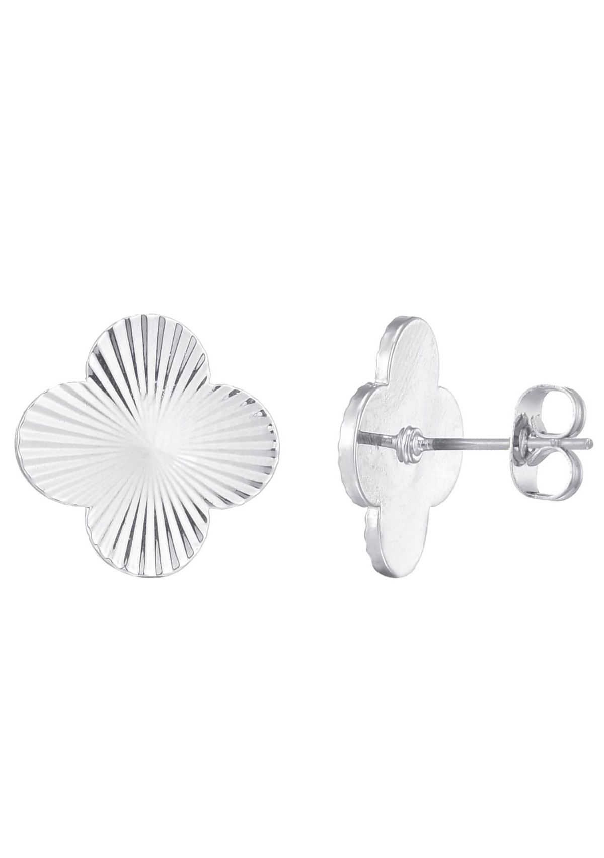 Silver Plated Prismatic Clover Stud Earrings