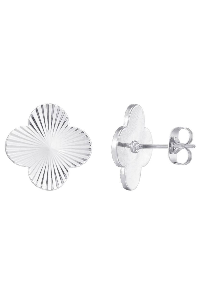 Silver Plated Prismatic Clover Stud Earrings