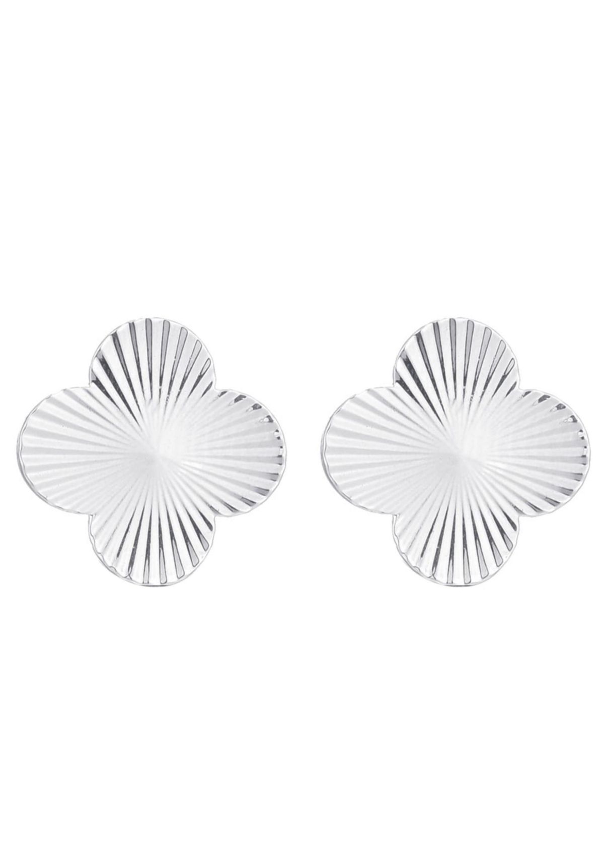 Silver Plated Prismatic Clover Stud Earrings