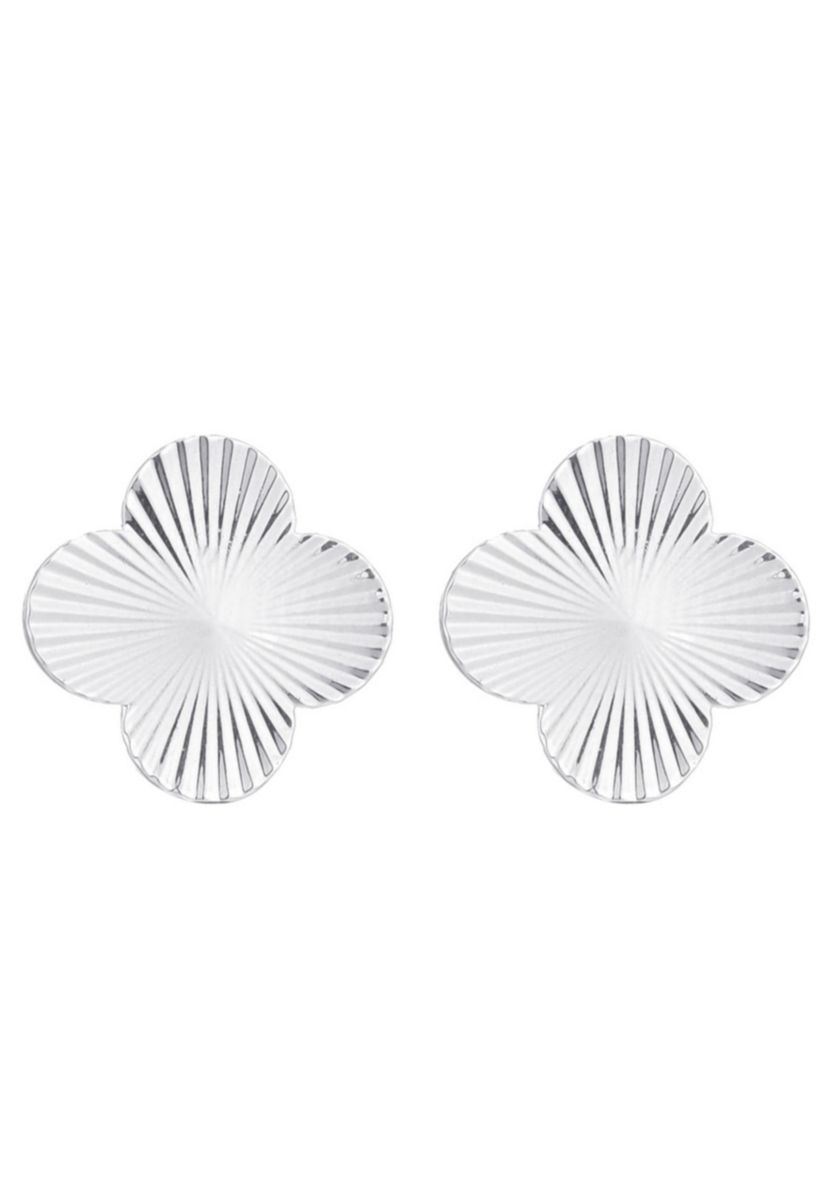 Silver Plated Prismatic Clover Stud Earrings