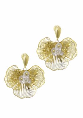 Adornia 14k Gold Plated Crystal Flower Stud Earrings