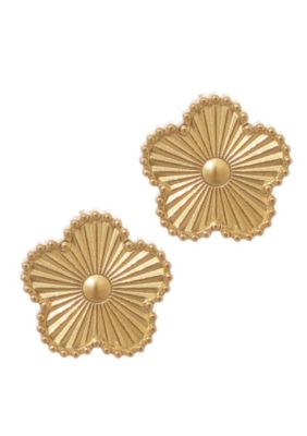 Adornia Tarnish Resistant 14k Yellow Gold Plated 5-Leaf Clover Stud Earrings