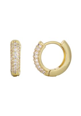 Adornia 14k Gold Plated CZ Huggie Chubby Hoops