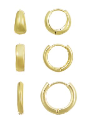 Adornia 14k Gold Plated Huggie Hoop 3-Piece Earring Set